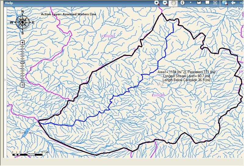 Marias River Map. View of Santa Maria River